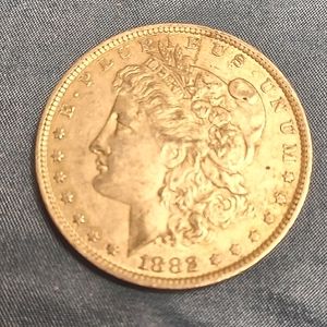 1882 O morgan silver dollar.